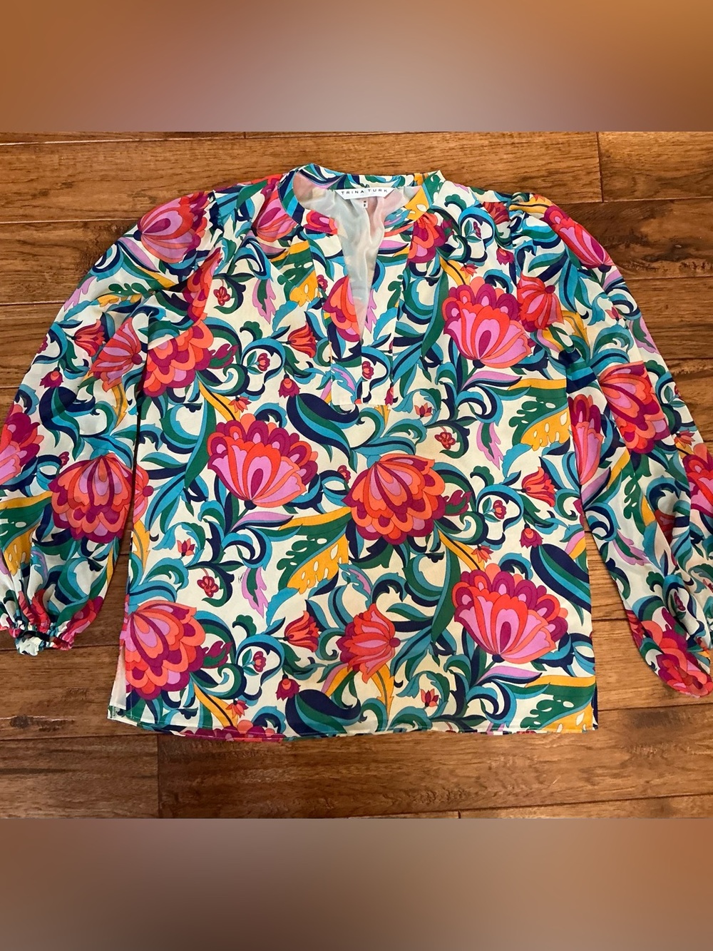 Trina Turk Floral Long Sleeve Blouse, medium